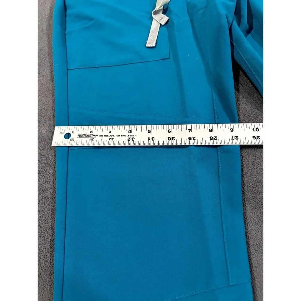 FIGS Technical Collection Cargo Scrub Pants Womens S/T Blue Drawstring Waist